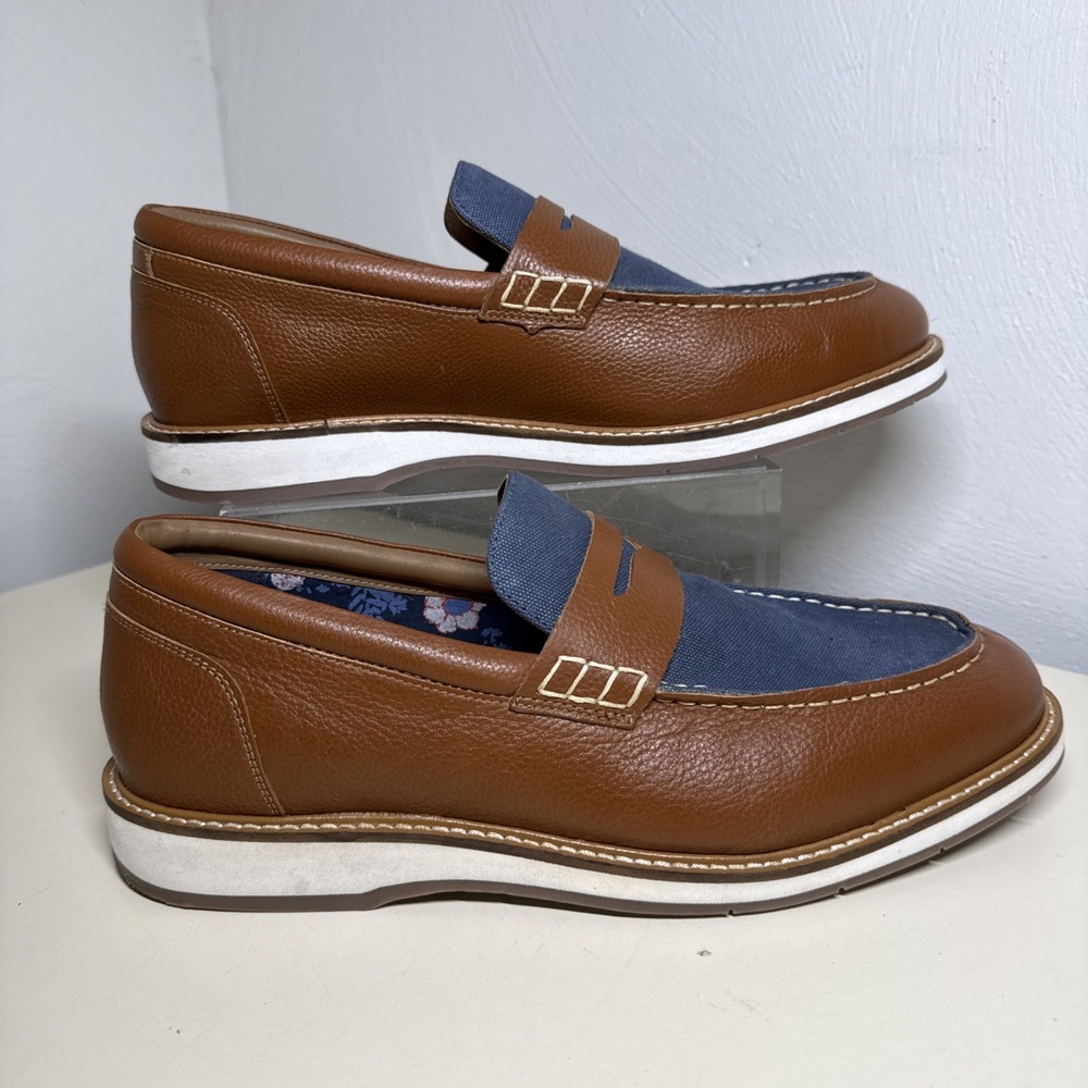 Thomas & Vine Kaufman Moc Toe Penny Loafer Shoes Mens Sz 10 Brown Dress EUC